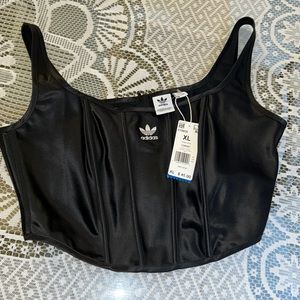 ||SOLD|| Adidas Originals Black Satin Corset Tank Top XL